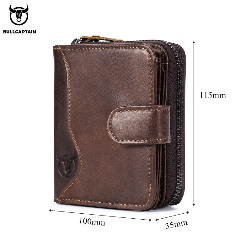 BULLCAPTAIN Men's Genuine Leather Wallet Multi Functional Multi Card Capacity Card Wallet Fashion High Quality Business Wallet