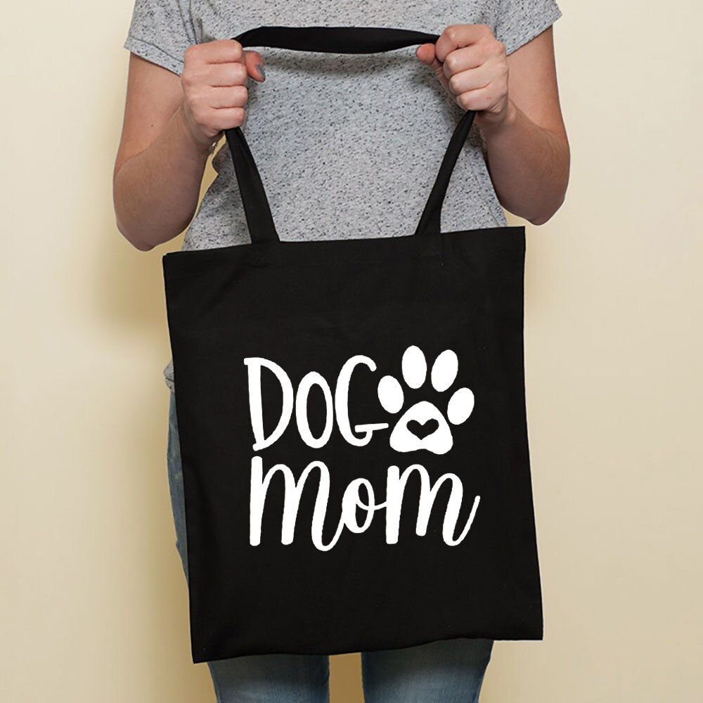 Cute Dog Harajuku Fashion Shopping Black Bags Canvas Tote Bag Bulldog Mom Dachshund Reusable Cloth Bag Handbag Shoulder Bags