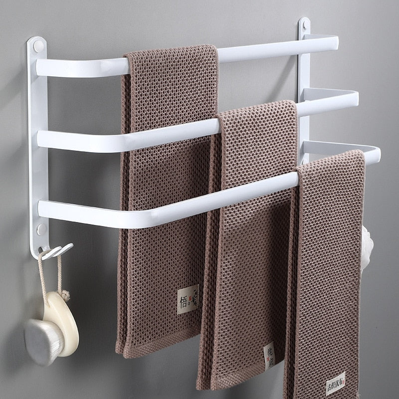 Tuqiu Towel Hanger Wall Mounted 30-50 CM Towel Rack Bathroom Towel Bars Aluminum Black Towel Bar Rail White Towel Holder