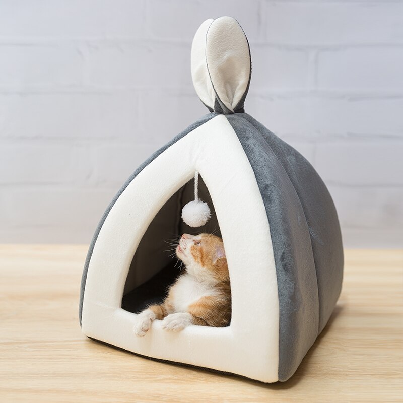 SHUANGMAO Hot Pet Cat Bed Indoor Kitten House Warm Small for Dogs Nest Collapsible Cats Cave Cute Sleeping Mats Winter Products