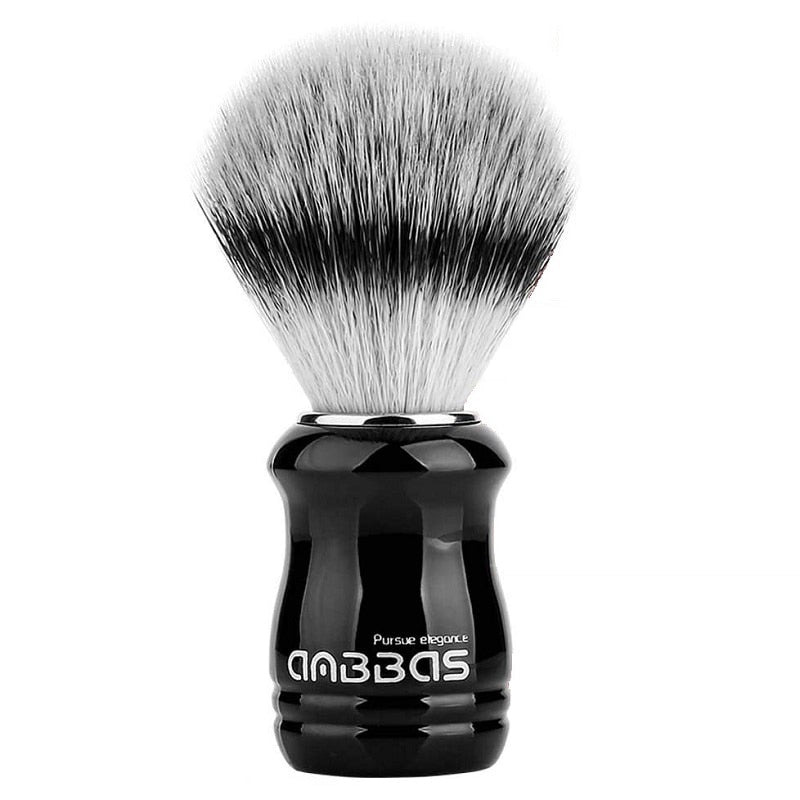 22mm Synthetic Badger Shaving Brush with Black Holder Stand 2IN1 Resin Handle Foam Brush Set for Men Close Wet Shave