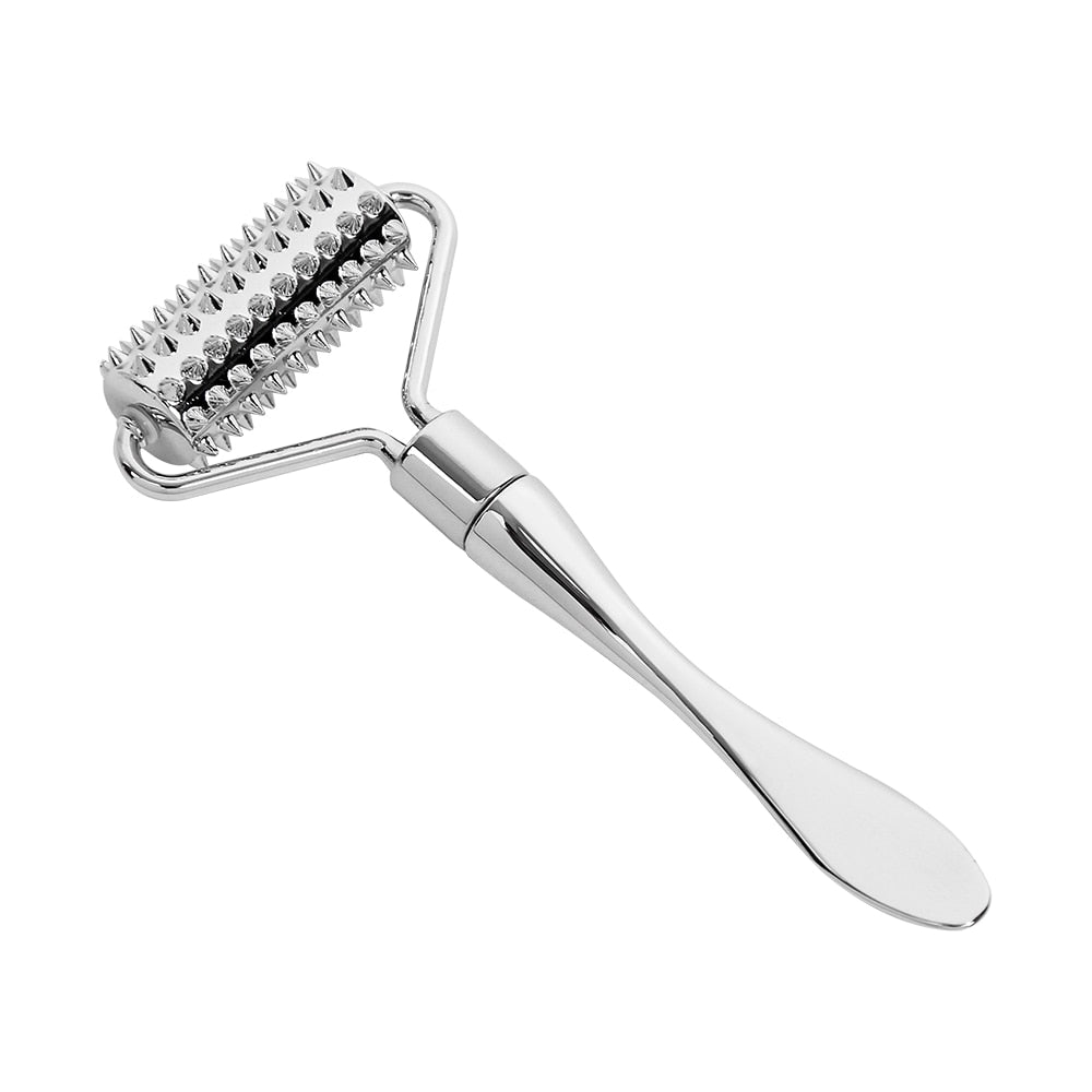 Stainless steel pointed roller spatula massage ball stone face roller massager to improve neck facial beauty skin care tool