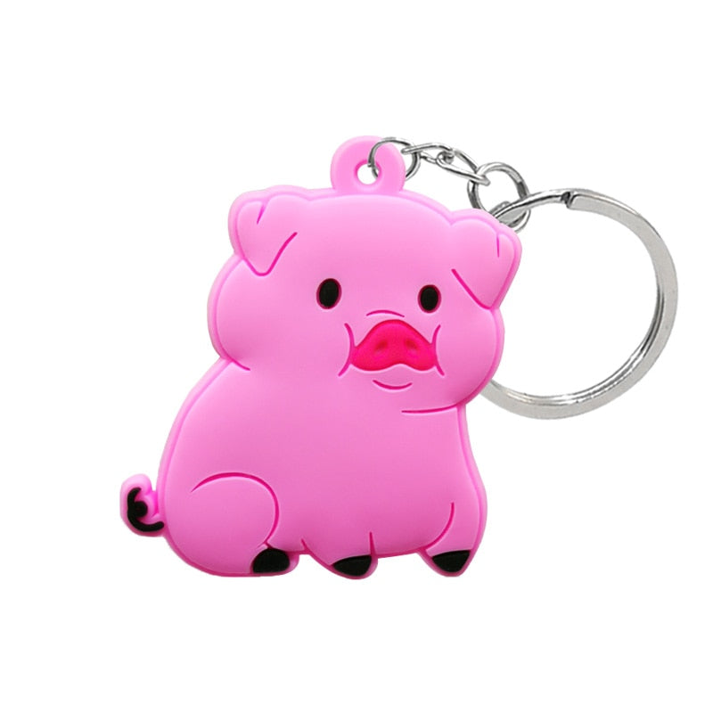 kids 1pcs PVC key ring cute animal Cartoon Keychain Lovely Mini dog frog cat shape Key holder fit women men kids keys accessories