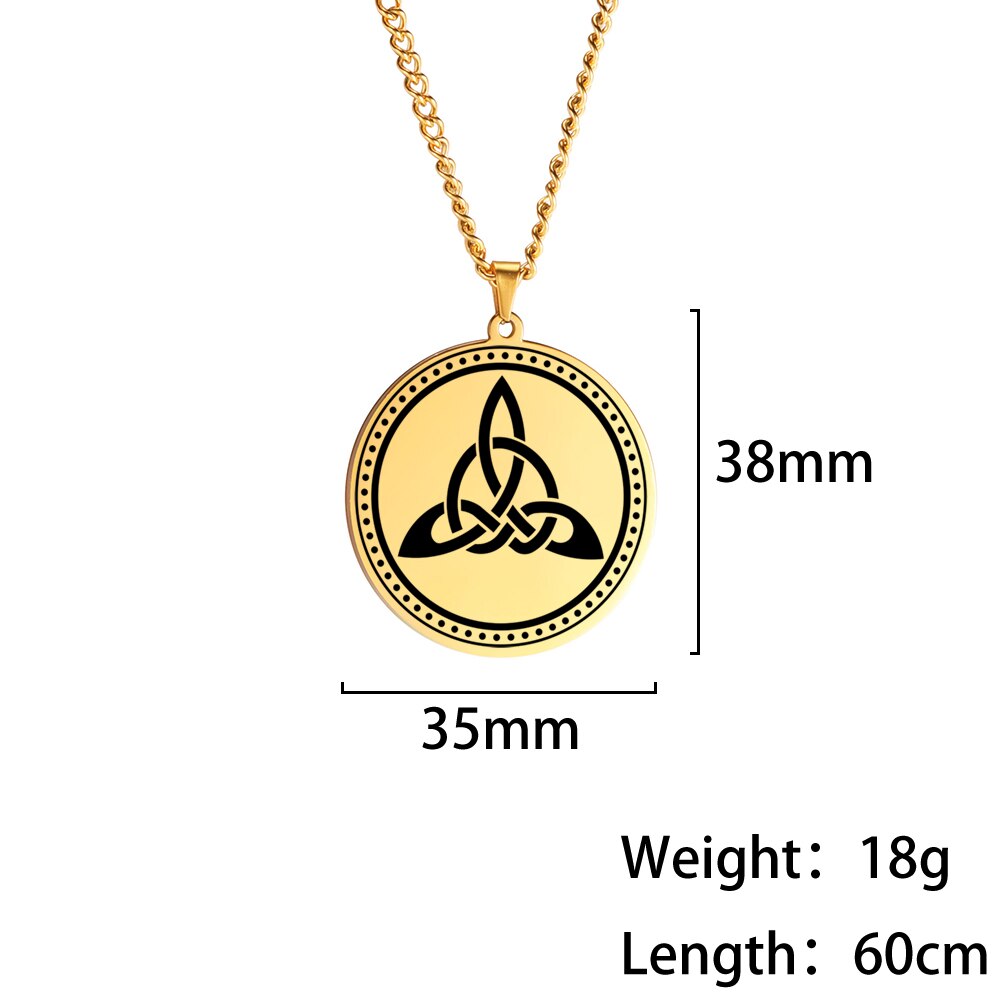 LIKGREAT Vintage Round Triquetra Pendant Necklace Antique Silver Color Irish Celtics Knot Pattern Necklace Wicca Amulet Jewelry