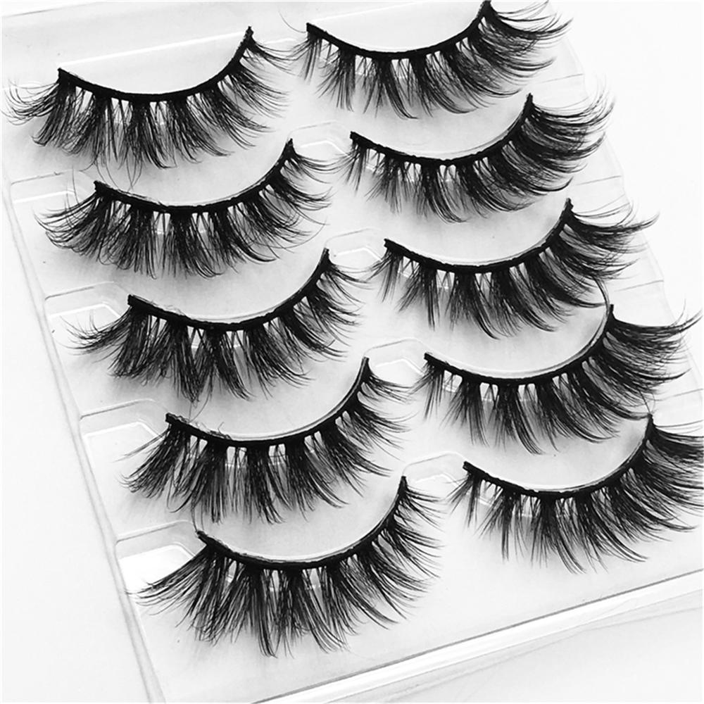 5/8 Pairs 20mm Mink Lashes 3D Natural False Eyelashes Fluffy Faux Mink Eyelashes Wispies Long Extension Eyelashes Pack Maquiagem