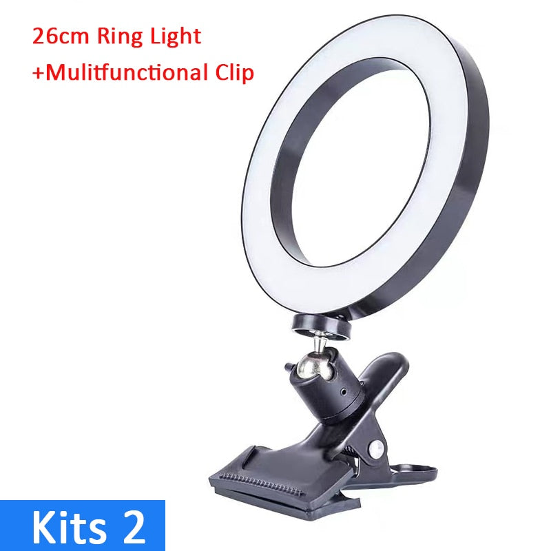 26cm/16cm Protable Led Selfie Round Circle Light For Youtube Live Streaming Studio Video Dimmable Photography Lighting With USB Cable