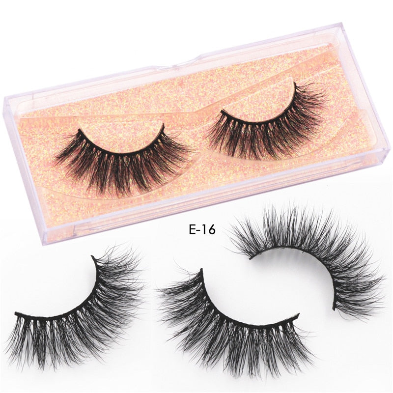 Mink Eyelashes Natural Long 3D Mink Lashes Cruelty Free Handmade Fake Lashes Makeup False Eyelash Short Soft Reusable Lashes A03