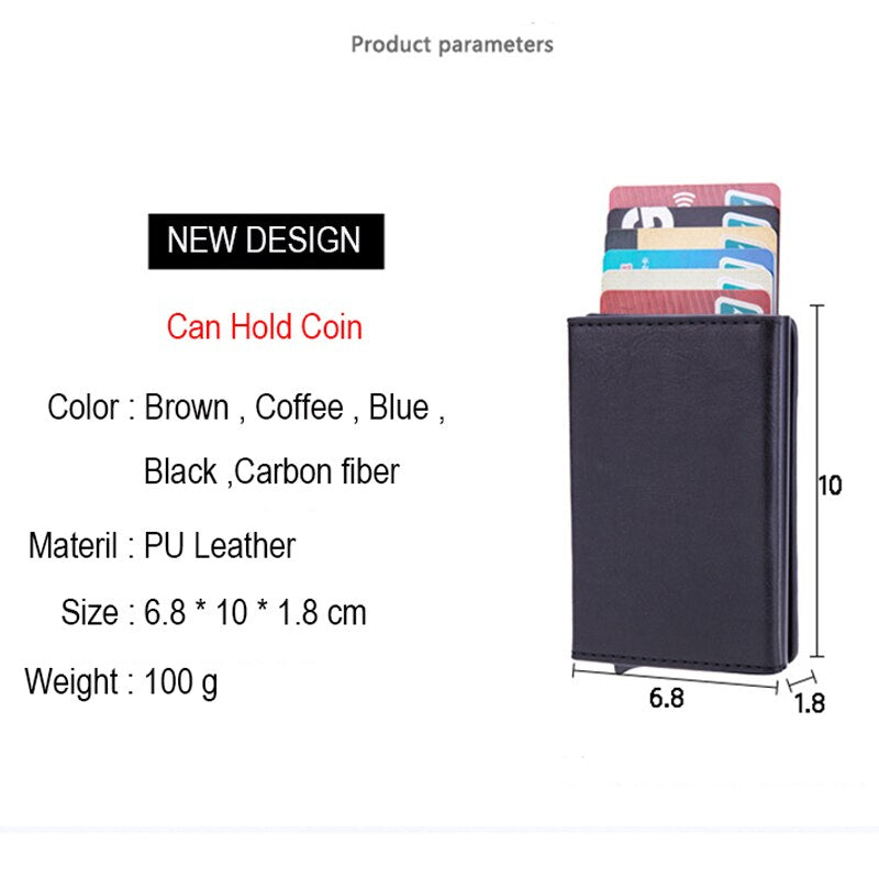 Magnet Rfid Blocking Card Holder Women Men Wallets Thin Slim Wallets Leather Coin Purse Small Male Black Mini Wallet portomonee