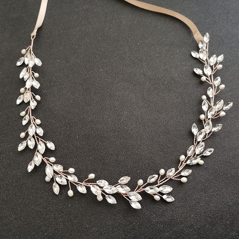 SLBRIDAL Handmade Freshwater Pearls Austrian Crystal Bridal Jewelry Set Wedding Headband Bracelet Clip Earring Set Women Jewelry