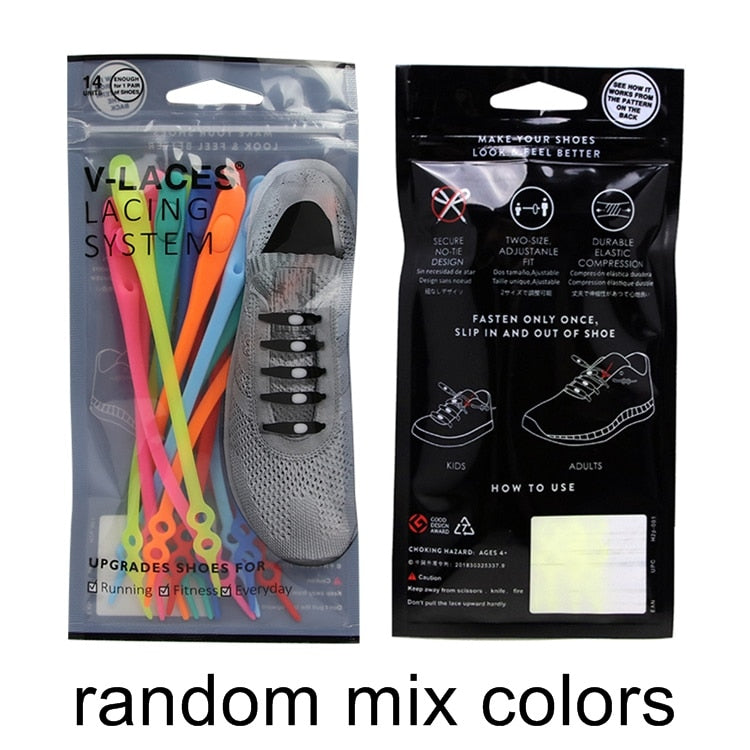 14pcs/set Waterproof Silicone Shoelace Safty Shoes Accessories Round Elastic Shoelaces No Tie Lazy Shoe laces