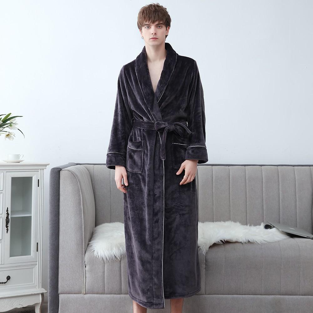 Plus Size 3XL Men Robe Winter Flannel Soft Kimono Gown Lovers Ultra Large Long Bathrobe Nightwear Thick Warm Women Sleepwear