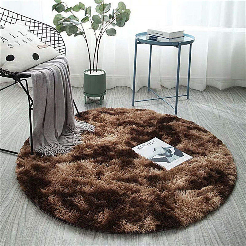 Fluffy Carpet for Living Room Soft Kid Room Round Mat Carpet Anti-slip Floor Mat Home Decor Plush Thick Tie Dyeing Rug Carpet