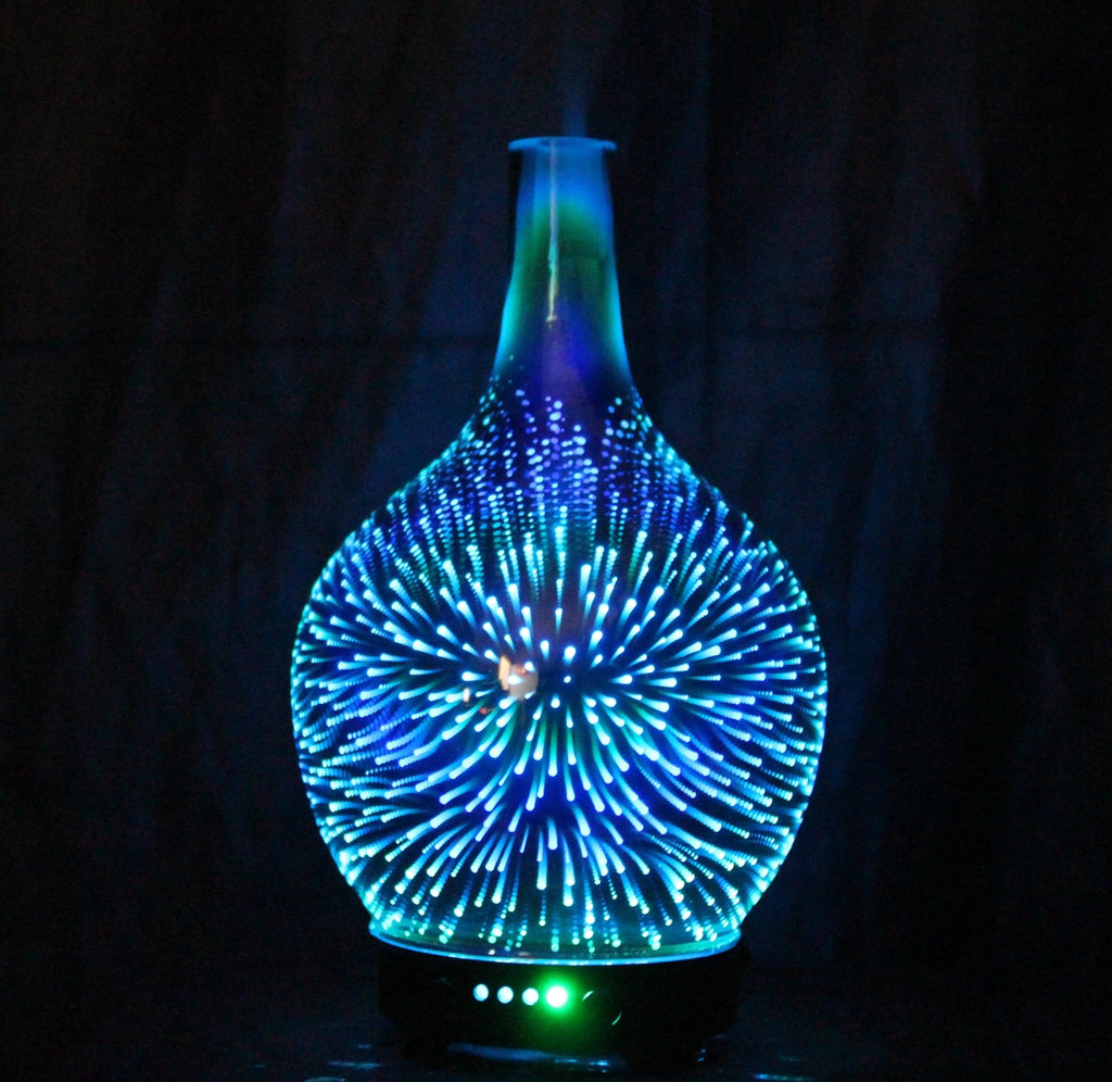 7 Color Light 3D Glass Vase Aromatherapy Essential Oil Aroma Diffuser Changing and Waterless Auto Shut-off Cool Mist Humidifier