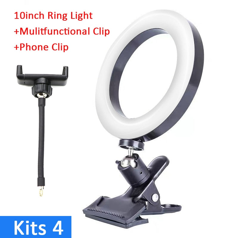 26cm/16cm Protable Led Selfie Round Circle Light For Youtube Live Streaming Studio Video Dimmable Photography Lighting With USB Cable