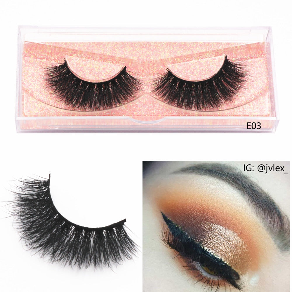 Mink Eyelashes Natural Long 3D Mink Lashes Cruelty Free Handmade Fake Lashes Makeup False Eyelash Short Soft Reusable Lashes A03