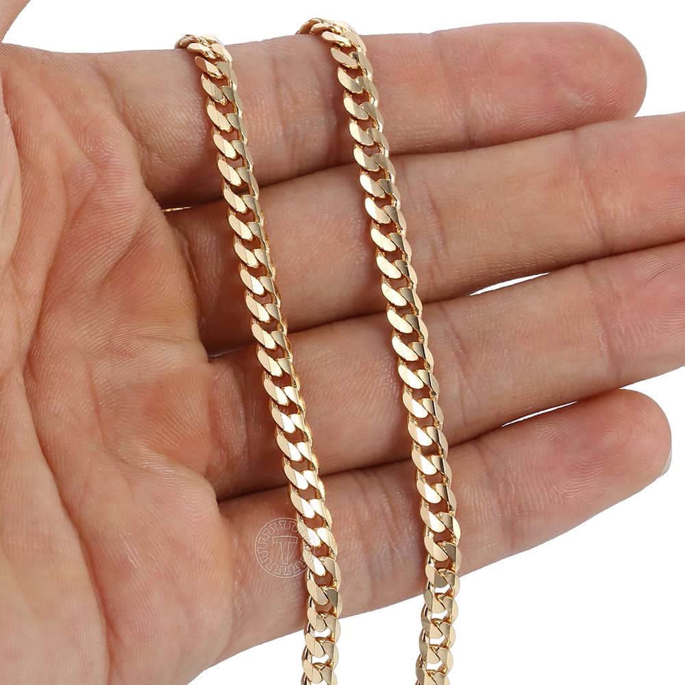 Trendsmax Men&#39;s Cuban Link Chain Necklace Gold Color  Chain Necklace Gift For Men Hiphop Wholesale Jewelry 4.5mm 50cm 60cm GN438