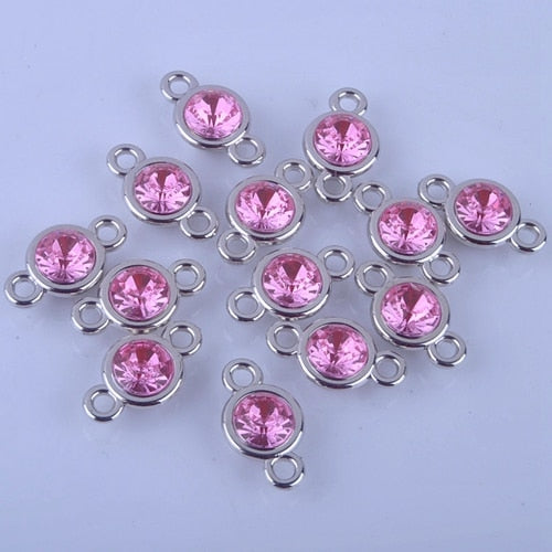 1 set of 12pcs Bright Birthstone Charms Silver color Acrylic charms measuring 11 mm by 19 mm for DIY Statement Necklace, Pendant, Anklet and Bracelet