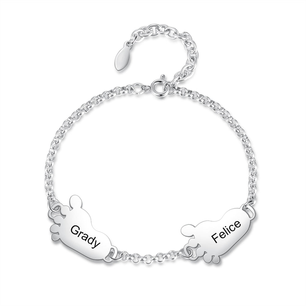 JewelOra Personalized 2-4 Baby Feet Charms Bracelets for Women Customized  Stainless Steel Name Engraved Bracelet Gifts for Mom