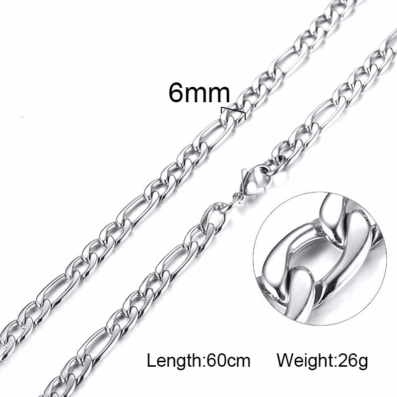 Necklace For Men, Stainless Steel Curb Chain, Man Necklace, 5 to 8mm Link Chain