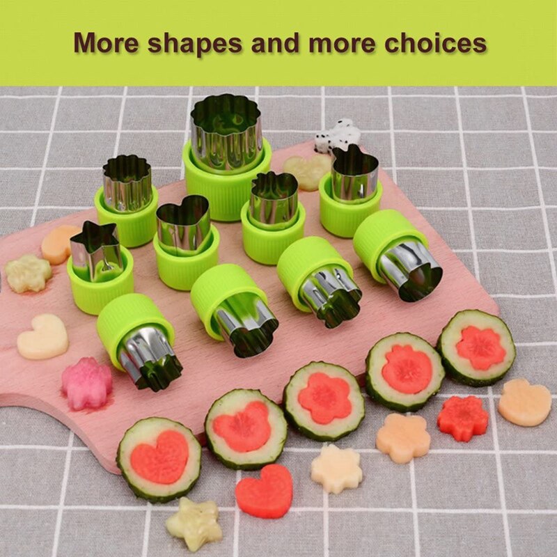 Goldbaking 9 Pieces Stainless Steel Cookie Cutter Vegetable Flower Shape Cake Cutting Mold Set