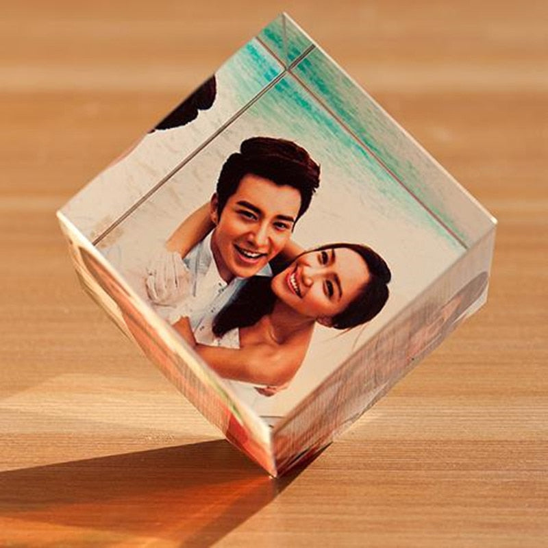 Personalized Crystal Picture Frame Customized Color Printed Square Family Photo Frames Gifts for Wedding Anniversary Souvenir