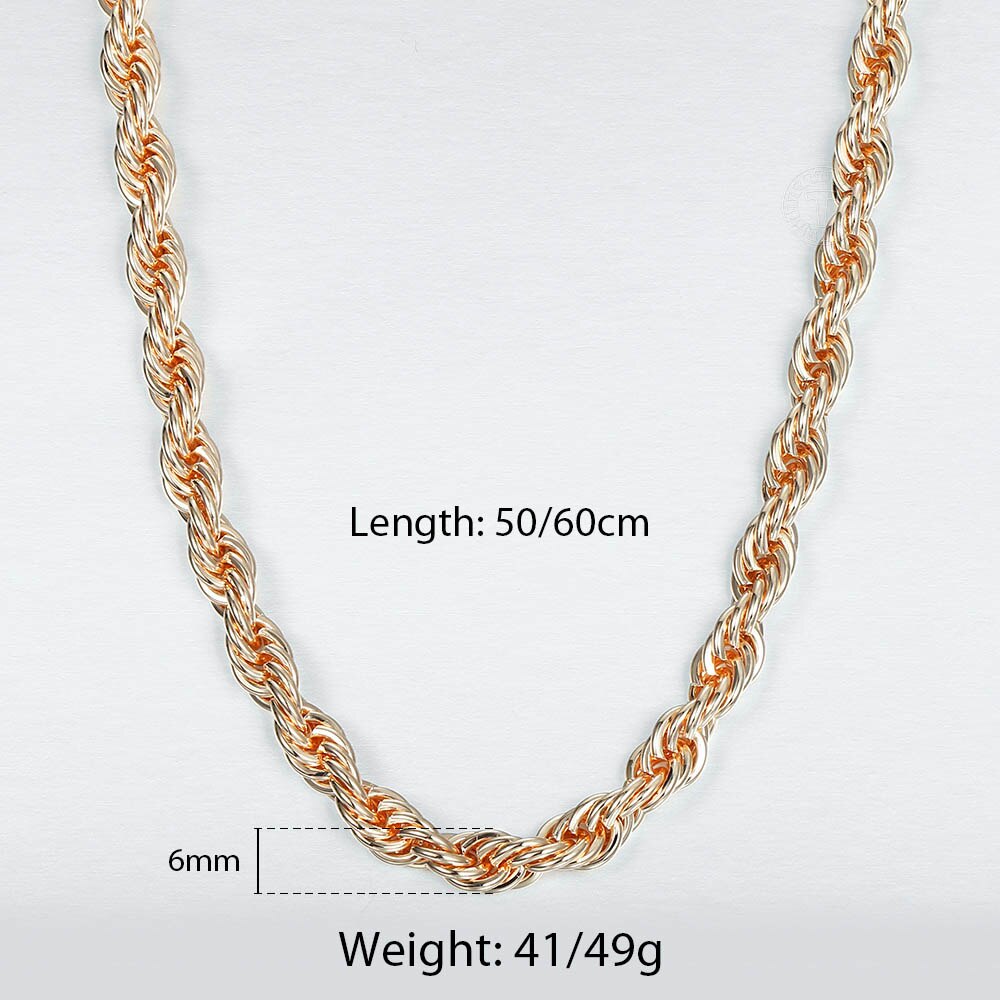 Davieslee Chain Necklace for Women Men 585 Rose Gold Color Necklace for Women Men Foxtail Hammered Bismark Chain 3-8mm DCNN1