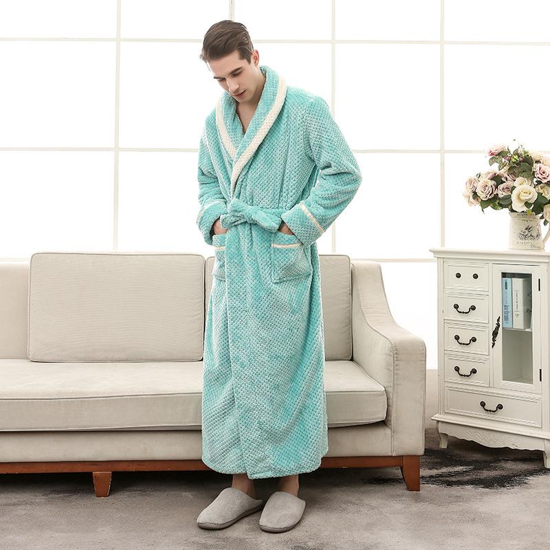 Plus Size 3XL Men Robe Winter Flannel Soft Kimono Gown Lovers Ultra Large Long Bathrobe Nightwear Thick Warm Women Sleepwear