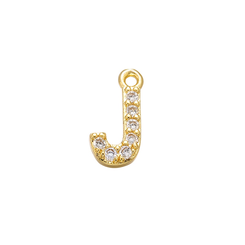 ZHUKOU 8x8.5mm Brass Cubic Zirconia Crystal 26 Letter Charms Pendants for Women Necklace earring jewelry accessories model:VD545