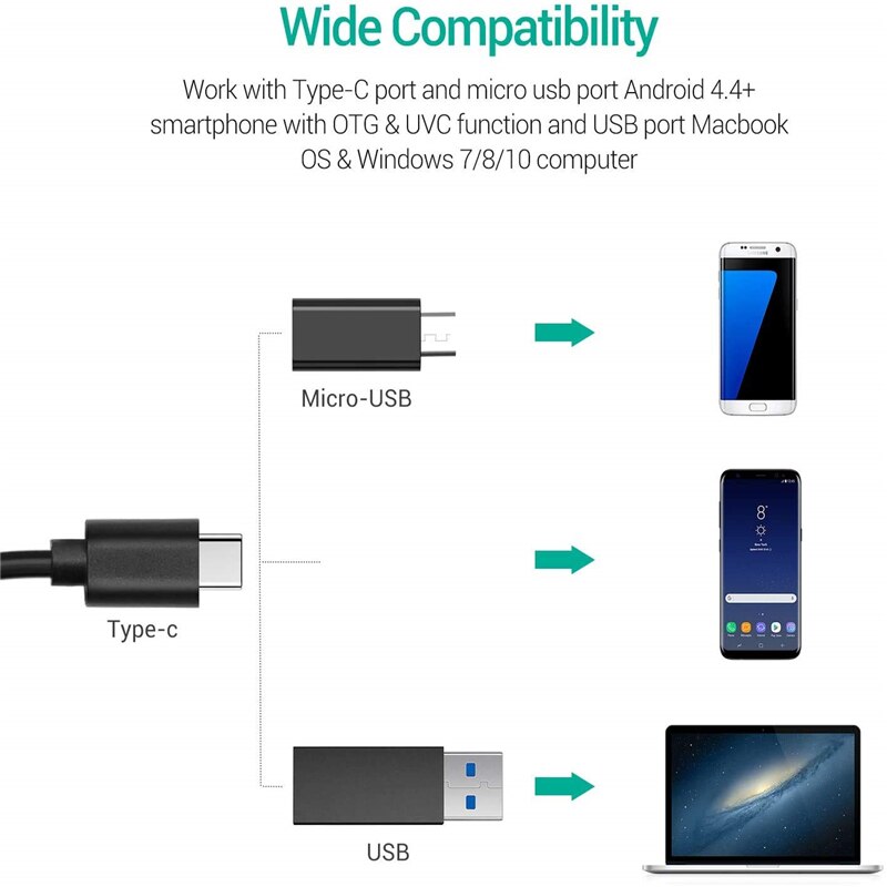 DEPSTECH USB / Wireless Endoscope Camera 5MP FHD Pipe Inspection Camera IP67 Waterproof Borescope Type C for Android PC MacBook