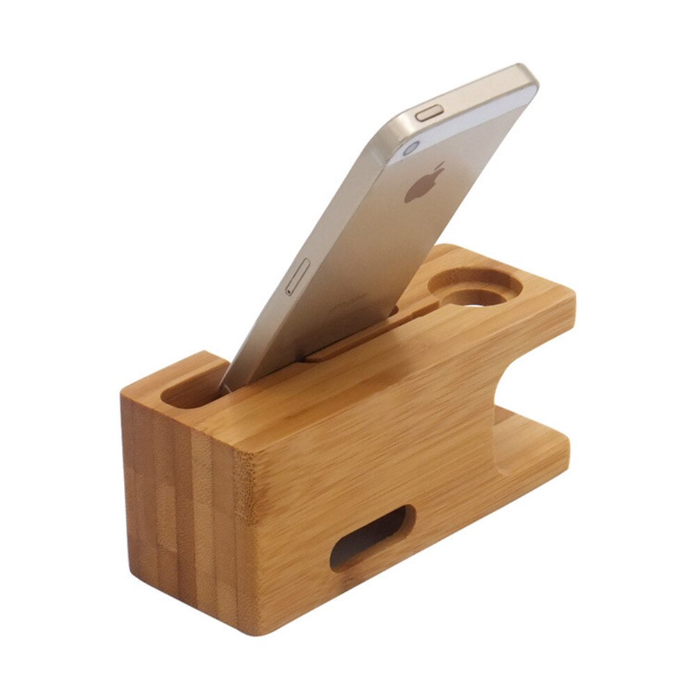 Wooden Charging Dock Station for Mobile Phone Holder Stand Bamboo Charger Stand Base For Apple Watch series and For iphone