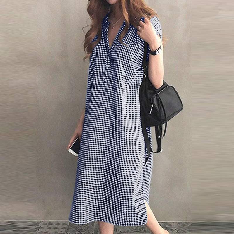 Printed Elegant Split Casual Sundress ZANZEA 2023 Summer V-Neck Short Sleeve Women Midi Dresses Robe Femme