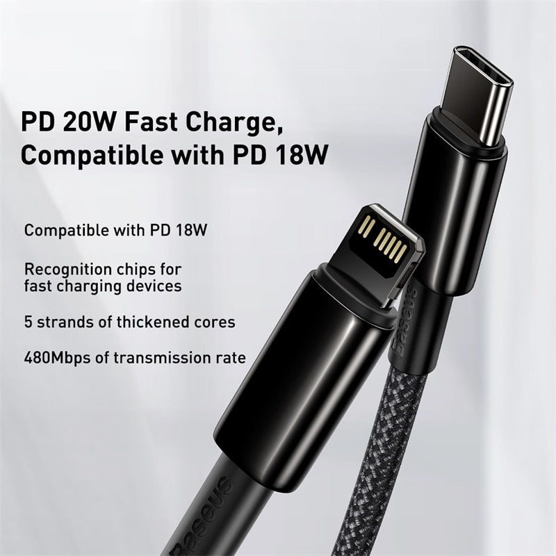 Baseus 20W USB C Cable for iPhone 14 13 11 8 XR PD Fast Charge for iPhone 12 SE USB Type C Cable Fast Charging for Macbook Cable