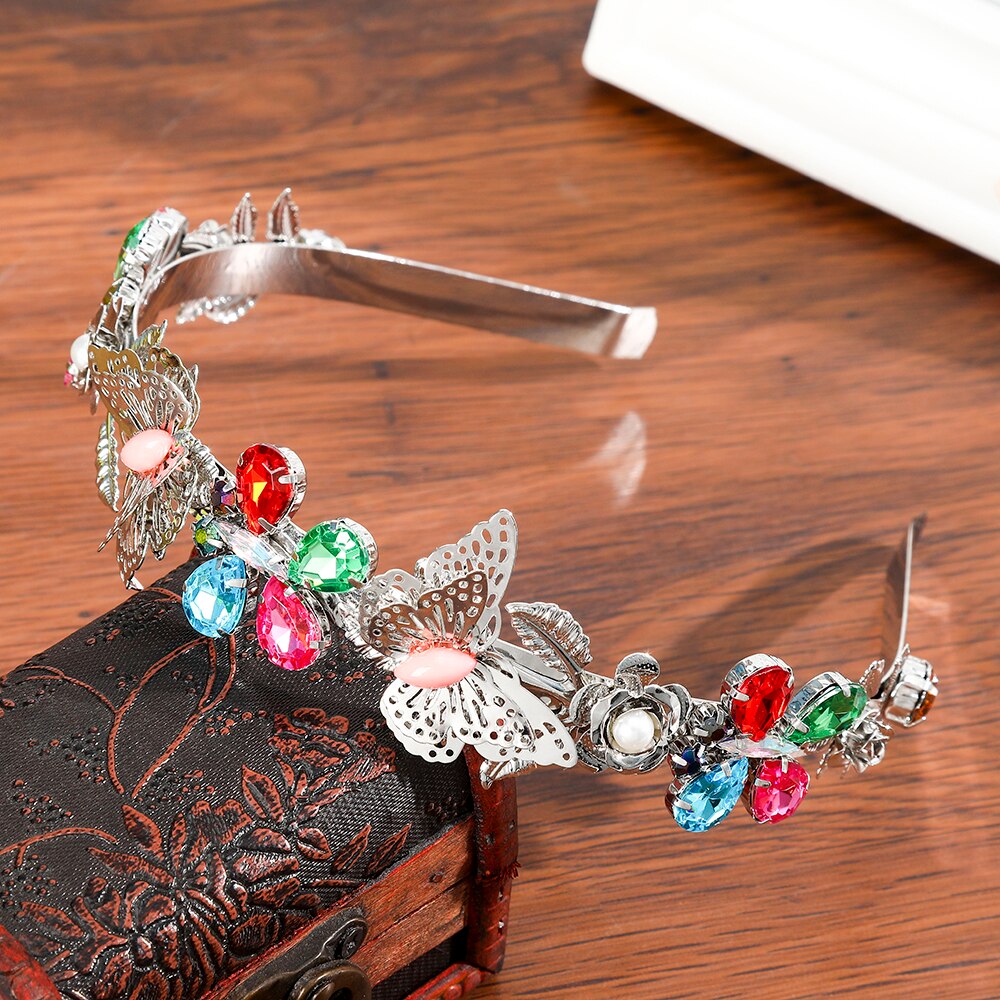 Haimeikang Rhinestone Bezel Baroque Headband Luxury Silver Crystal Hairband Sparkly For Fashion Women Hair Accessories