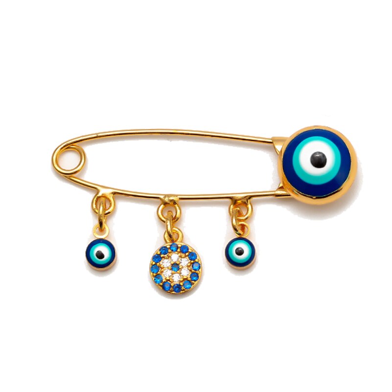 Lucky Eye Blue Turkish Evil Eye Brooch Pin for Women Men Dropping Oil Flower Crown Star Hamsa Hand Charm Fashion Jewelry BD52