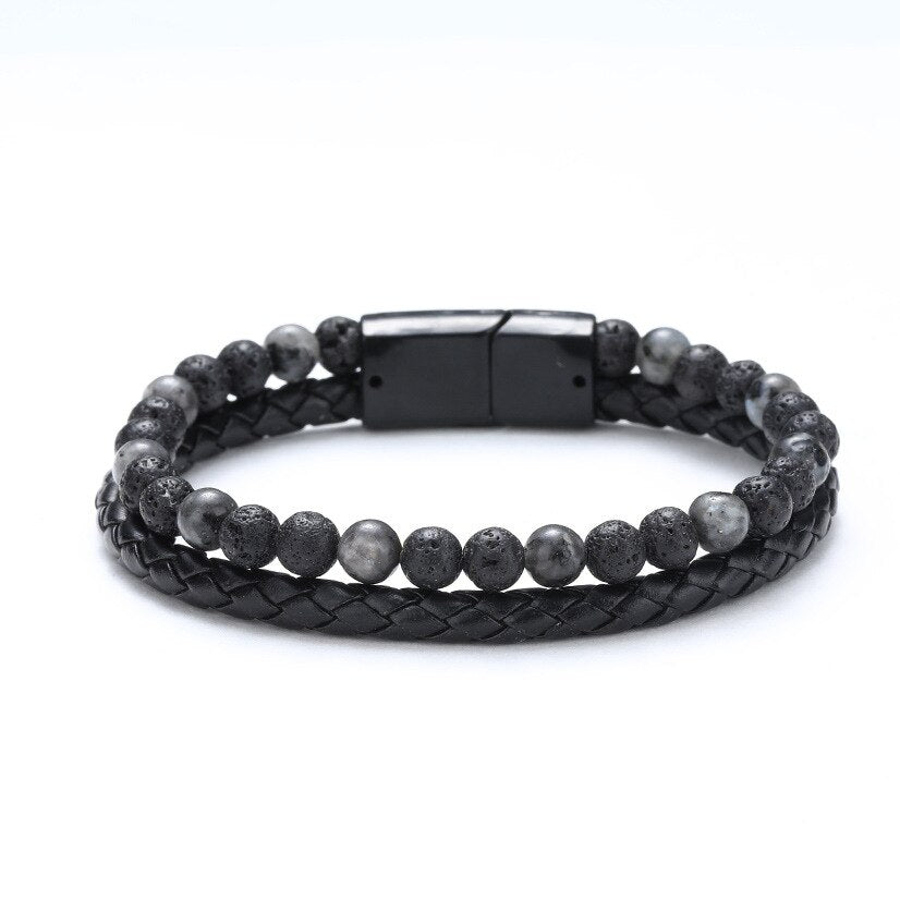 2020 Classic Leather And Tiger Eye Stone Bracelet Men Vintage Fashion Bileklik Bracelet Homme