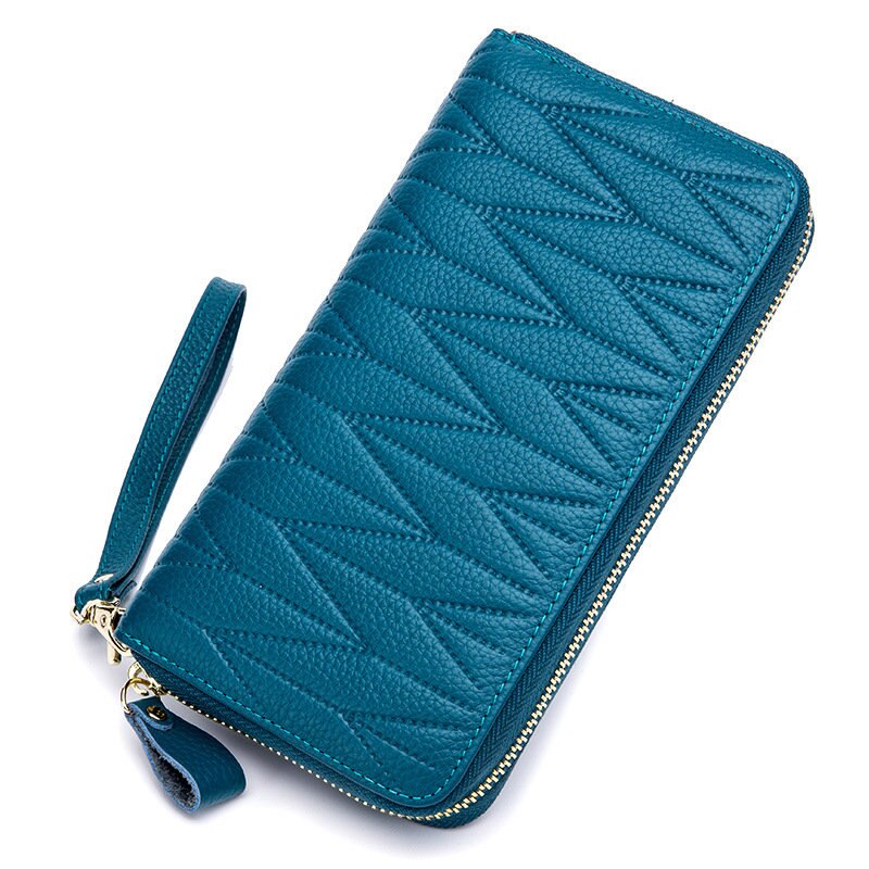 Genuine Leather Long Zipper Card Holder Wallets RFID Business Credit Card Holder Women Clutch Wallets Passport Holder Coin Purse
