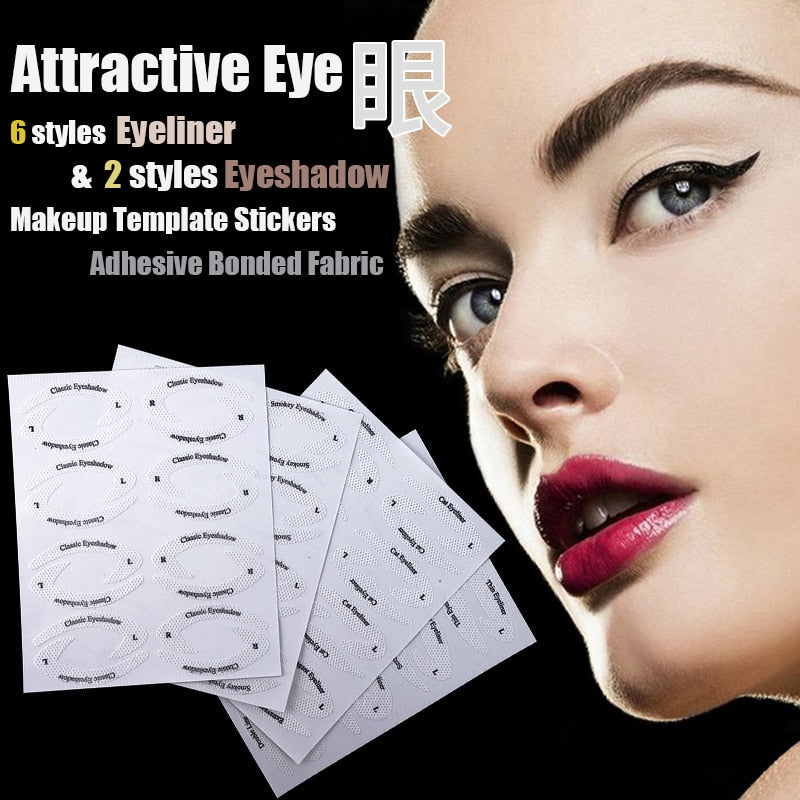 4 Sheets Quick Stencils Eyeliner Eye Makeup Shaping Auxiliary Stickers Eyeshadow Eyebrows Styling Drawing Template Guide Card