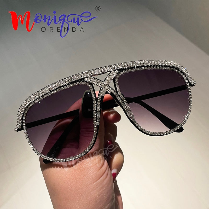 Sunglasses Women 2022 Rhinestone Oversized Sun Glasses Men Luxury Designer Eyeglasses Oculos De Sol Feminino