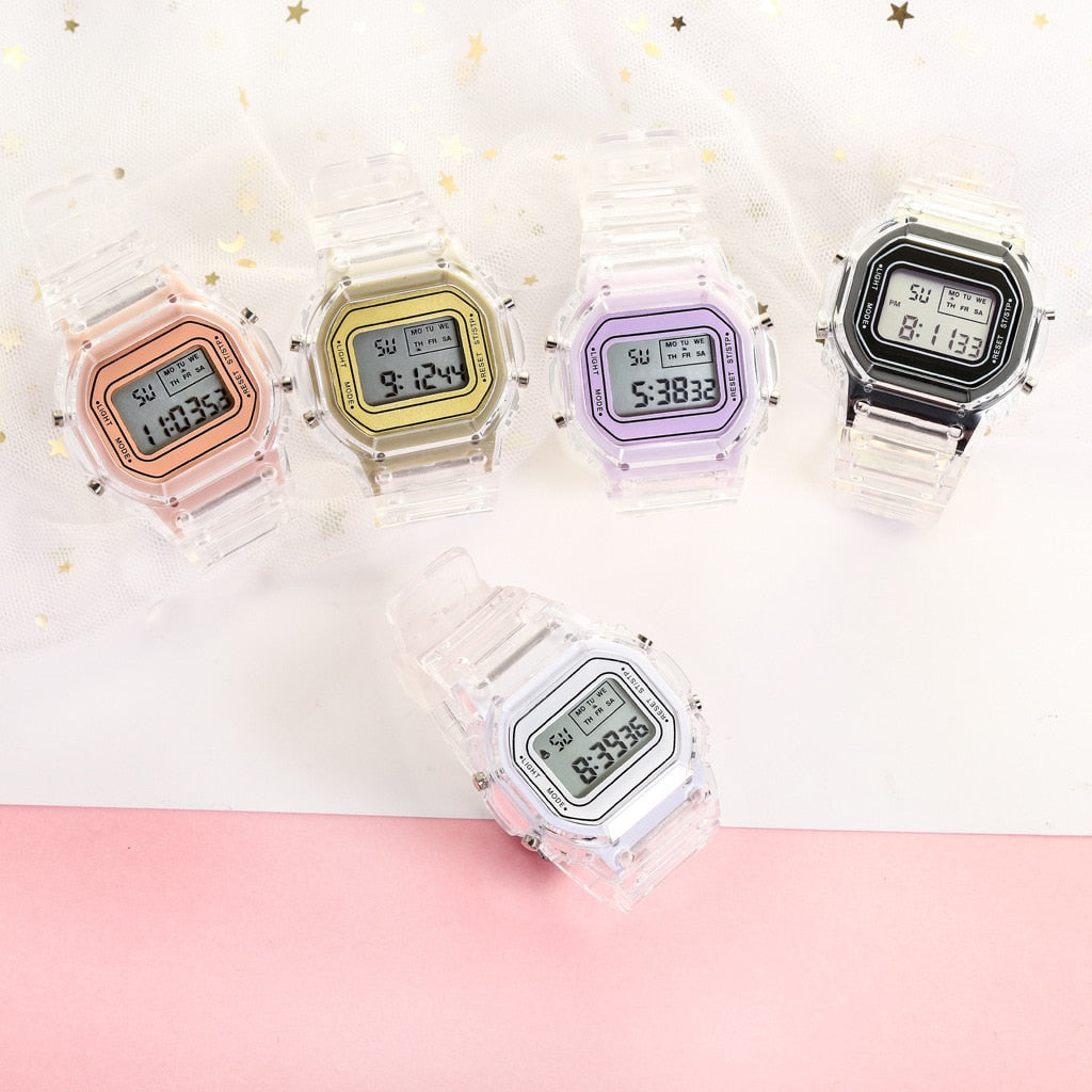 New Fashion Transparent Digital Watch Square Women Watches Sports Electronic Wrist Watch Reloj Mujer Clock Dropshipping