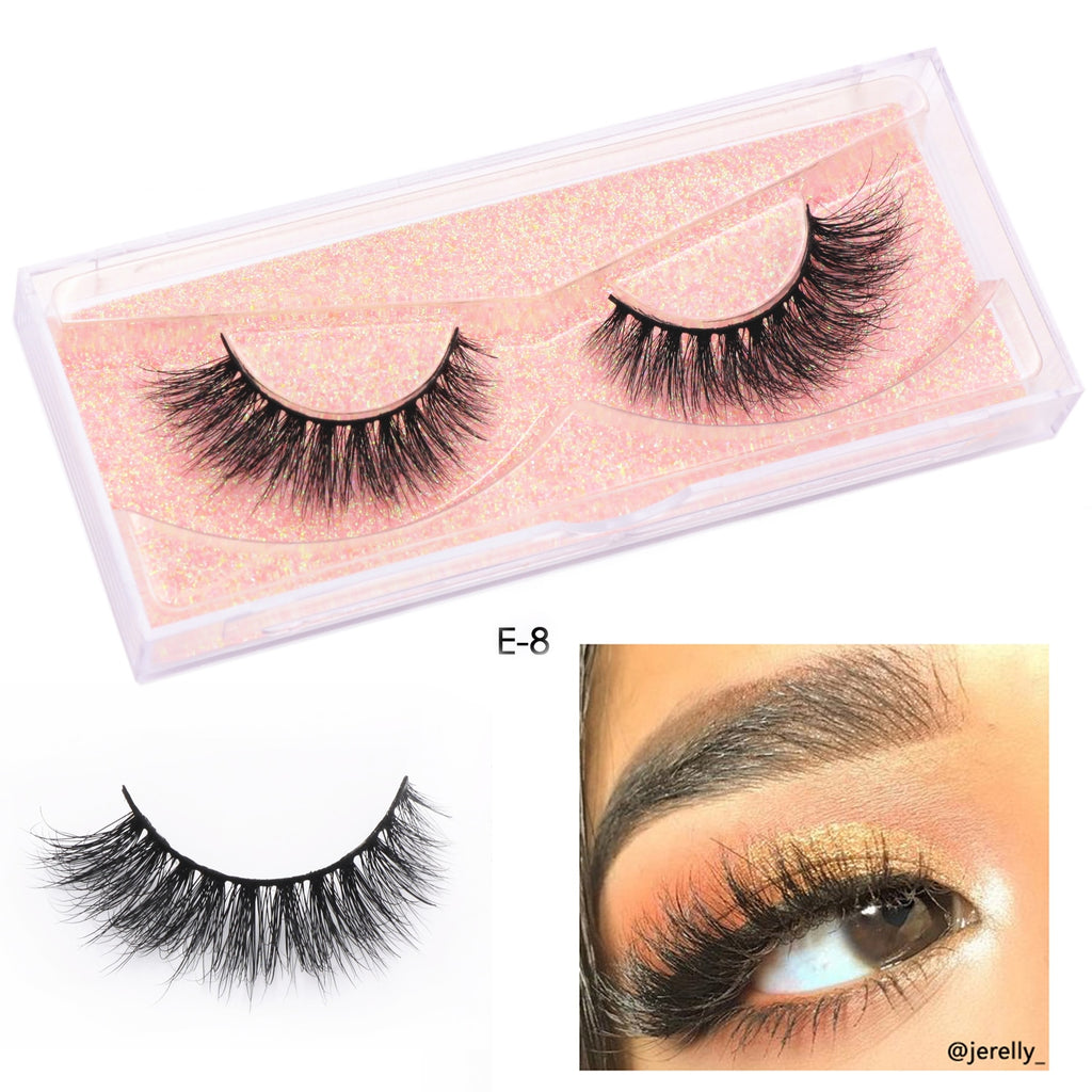 Mink Eyelashes Natural Long 3D Mink Lashes Cruelty Free Handmade Fake Lashes Makeup False Eyelash Short Soft Reusable Lashes A03