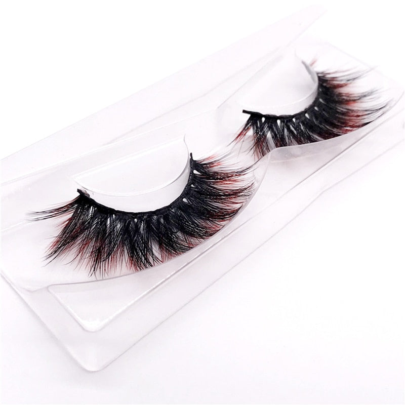 New 9D faux mink color lashes wholesale natural long fluffy individual dramatic colorful false eyelashes Makeup Extension Tools