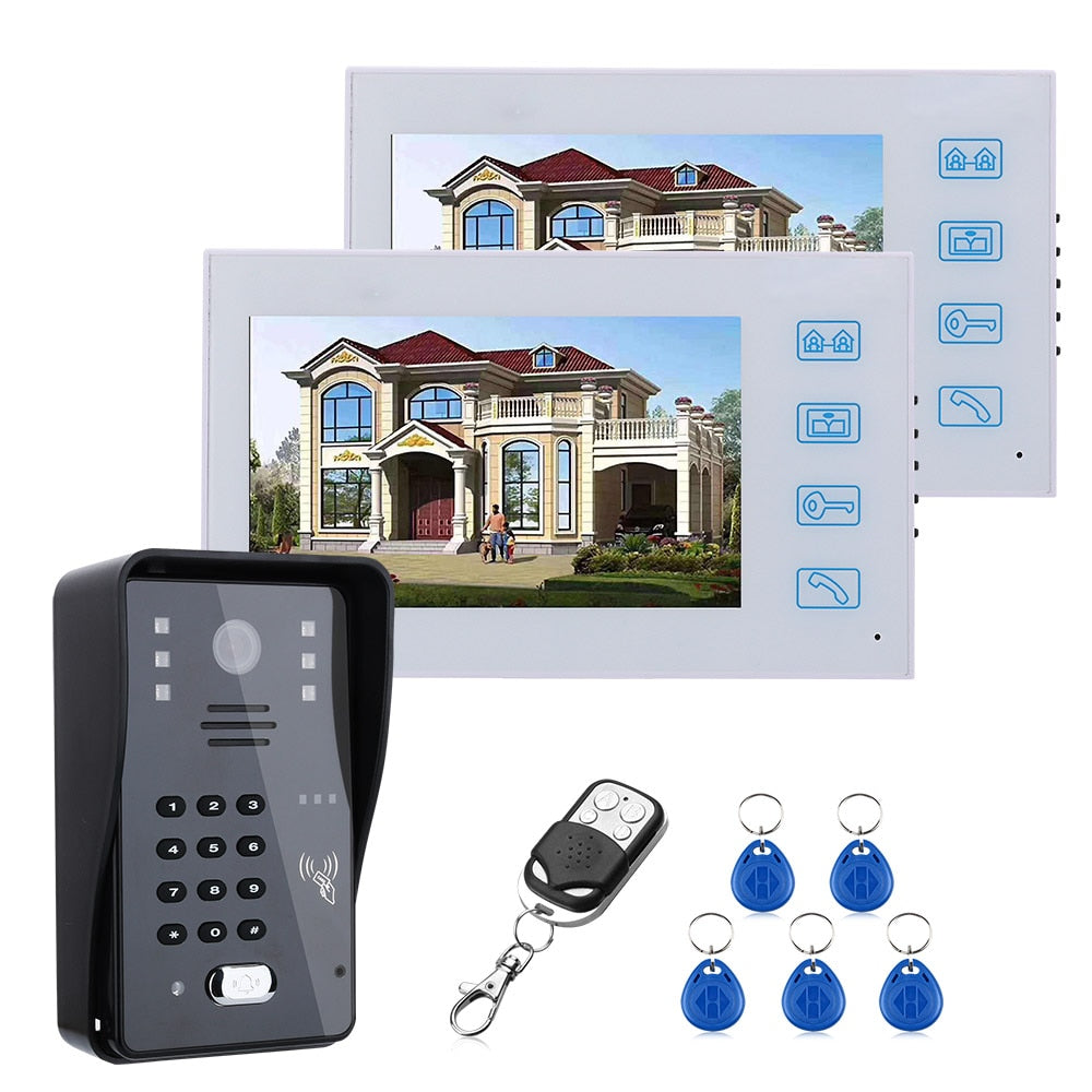 7inch Video Door Phone Intercom Doorbell With RFID Password IR-CUT 1000TV Line Camera Wireless Remote Access Control System