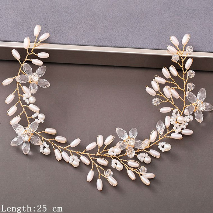 Pearl Rhinestone Women Headband Wedding Hair Accessories For Women Bride Tiara Headband Hair Jewelry Silver Color Hairband