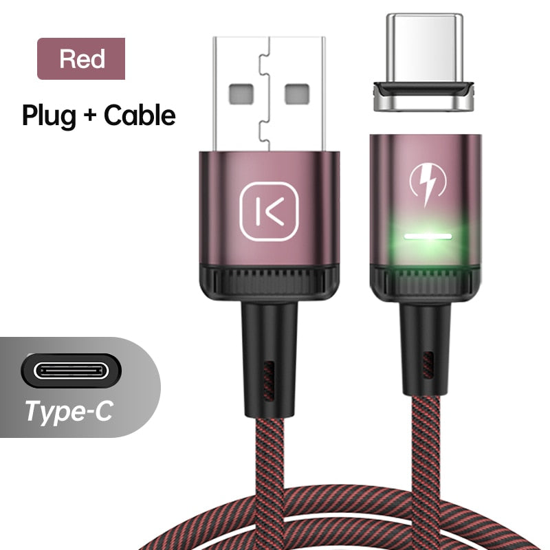 KUULAA LED Magnetic USB Cable 3A Fast Charging Type C Cable Magnet Charger Micro USB Cable for iPhone xiaomi poco samsung cord