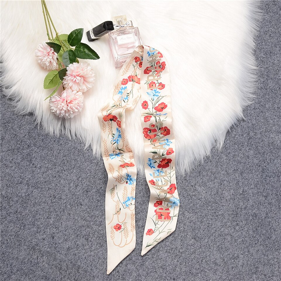 Tropic Affair Luxury Brand Scarf Tarot Women Scarf Bag Hair Skinny Silk Scarves Design Foulard Neckerchief Headband For Ladies