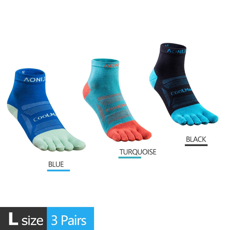 3 Pairs AONIJIE E4801 E4802 Ultra Run Low Cut Athletic Five Toe Socks Quarter Socks Toesocks For Running Marathon Race Trail