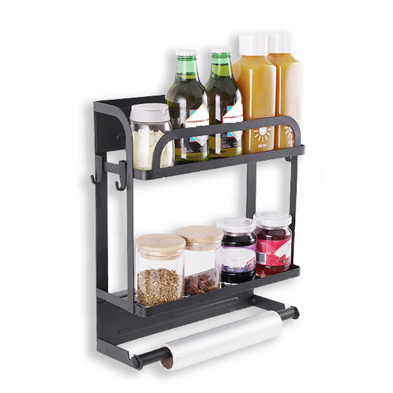 Magnetic Adsorption Refrigerator Side Rack Wall-mounted Storage Shelf Holder Kitchen Paper Towel Shelf Rack Fridge Organizer