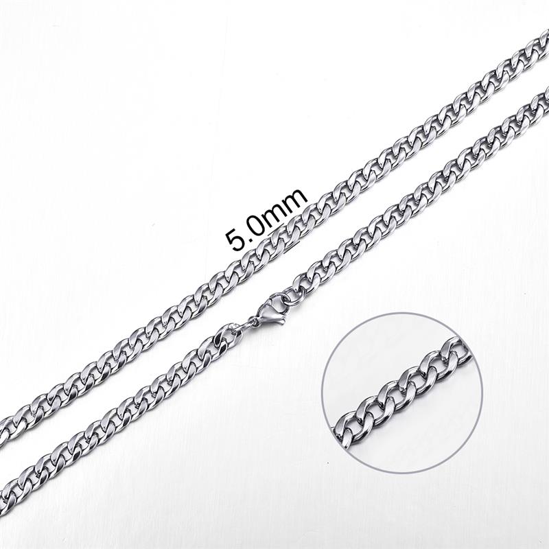 Jiayiqi 2mm-7mm Rope Chain Necklace Stainless Steel Never Fade Waterproof Choker Men Women Jewelry Silver Color Chains Gift