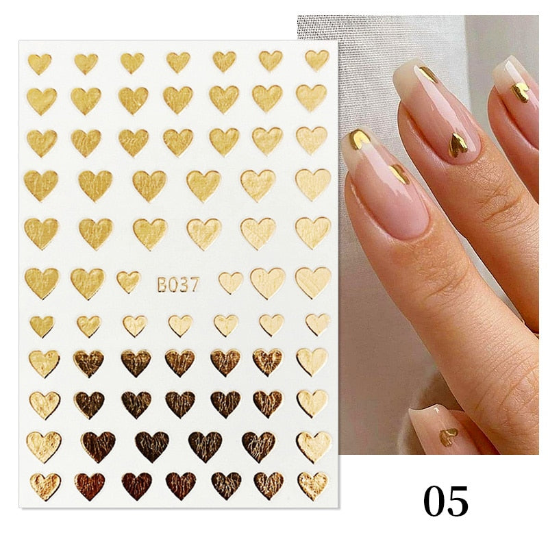 1PC Heart Love Design 3D Nail Sticker English Letter stickers Face Pattern Trasnfer Sliders Valentine&#39;s Day Nail Art Decoration