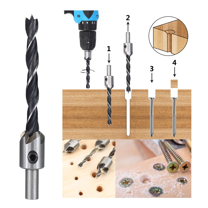 XCAN 3mm-10mm HSS Countersink Drill Bit Set Reamer Woodworking Chamfer Drill Counterbore Pliot Hole Cutter Screw Hole Drill